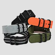 Correa de nailon de cinco anillos para Hebilla negra, 20MM, 22MM, 24MM, relojes Panerai NATO adecuada para correa de lona, Correa militar