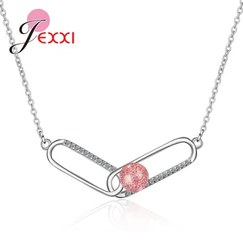 

New Unique Luxury Necklace 925 Sterling Tiny CZ Paper Clip Pins For Women Femme Style Jewelry Collier Big Promotion