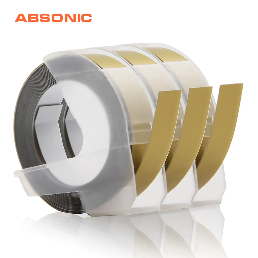 Absoonic 3 шт белый на золотом совместимый с DYMO 3D пластиковое тиснение Xpress этикетка 9