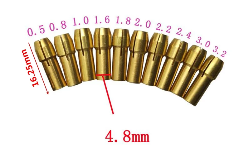 1 Набор 0,5-3,2 мм медный сверлильный патрон электрический шлифовальный станок Гайка адаптер для сверления мотора вал шлифовальный станок Цанга