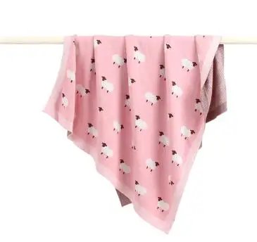 Одеяло для новорожденного пеленать белье для коляски обернуть Мультфильм Альпака трикотажные Infantil мальчиков девочек хлопчатобумажное одеяльце детей одеяла - Цвет: 82W520 Pink