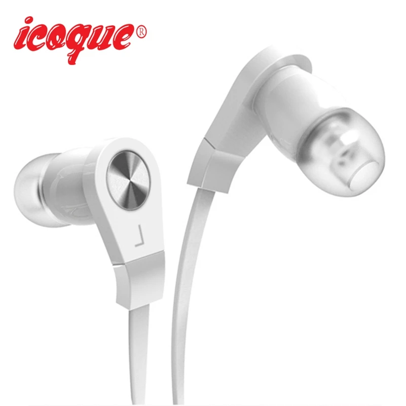Icoque проводные наушники вкладыши Hifi стерео басы 3 5 мм плоский кабель с микрофоном