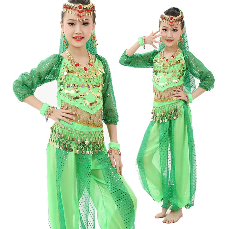 Girls Belly Dance Costumes Children Oriental Dance Clothing 2PCS/Set Kids Belly Dancing Bollywood Indian Performance Dancewear