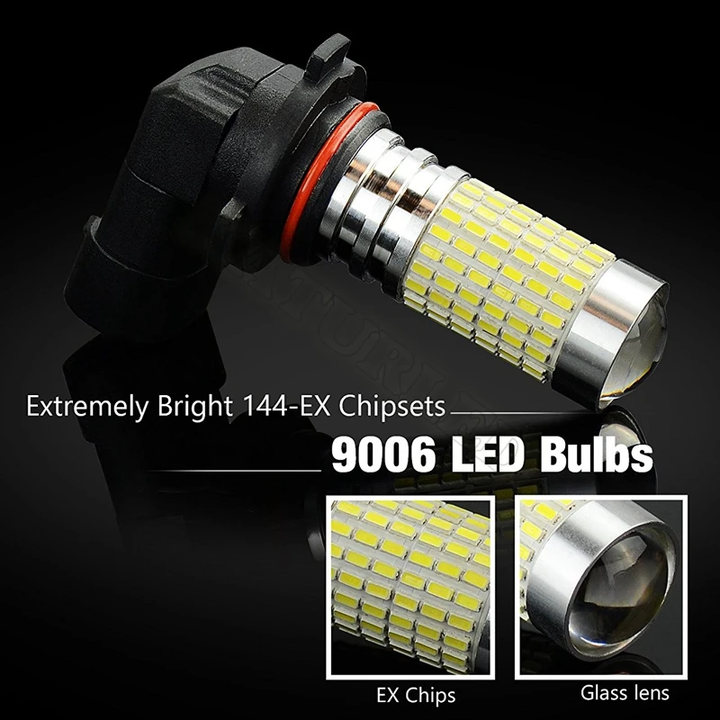1 шт. 1500 люмен очень яркий 144-EX чипсеты 9006 HB4 светодиодный лампы с проектором для противотуманных фар, 6000 К белый свет