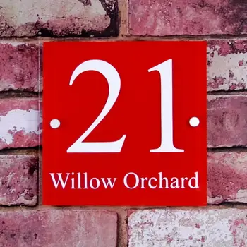 

Customize Modern House Sign Door Number Plaques Business Property Glass Effect Acrylic