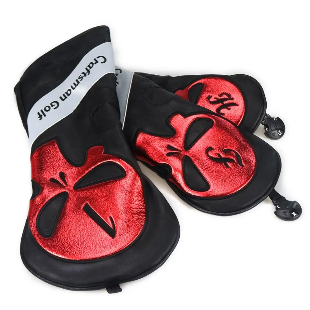 Craftsman Golf Wood Cover Set Red Skull Driver / Fairway Hybrid FW UT головные уборы|Клюшки для гольфа| |
