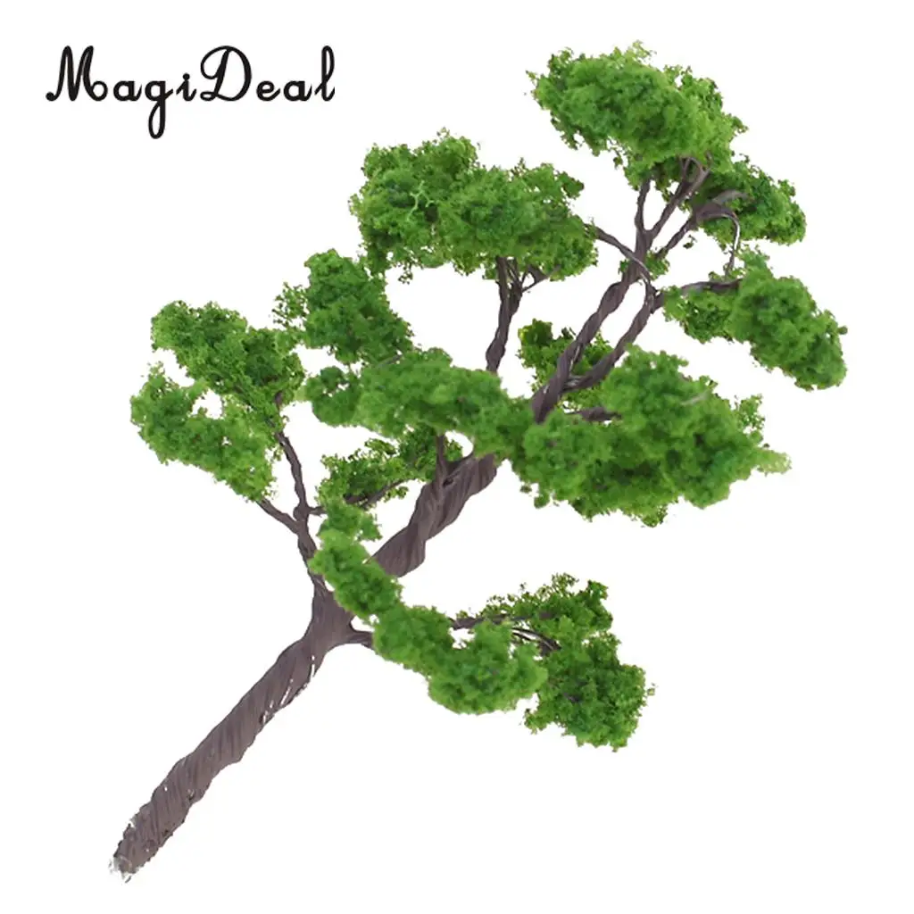 MagiDeal 5Pcs/Pack 1/75 Scale 12cm Train Track Model Trees Green for Street Railway Park Garden Layout Landscape Scenery Scene