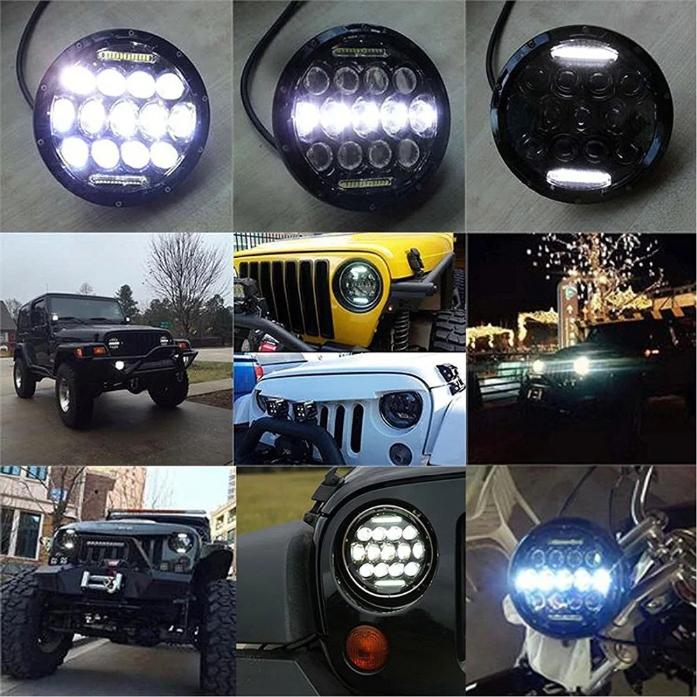  Marloo Car LED 7 Inch Round Headlight Conversion Kit For Jeep Wrangler JK TJ For Hummer H1 H2 Lada  - 32852532211