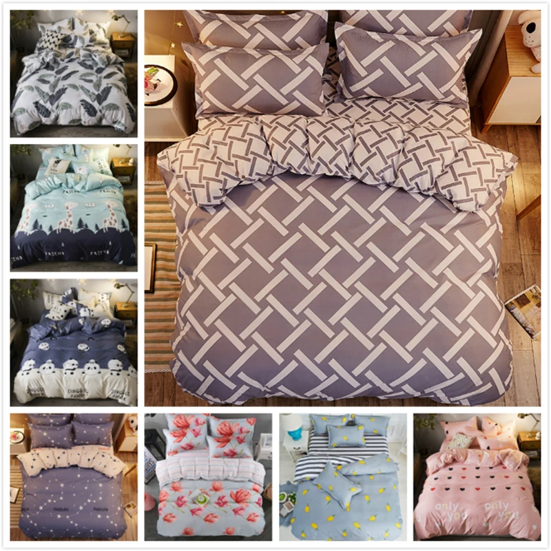 

Plain Plaid Duvet Cover 3/4 pcs bedding Set Adult Kids Child Bed Linen Single Queen King Size Sheet Quilt Pillow Case Bedspreads