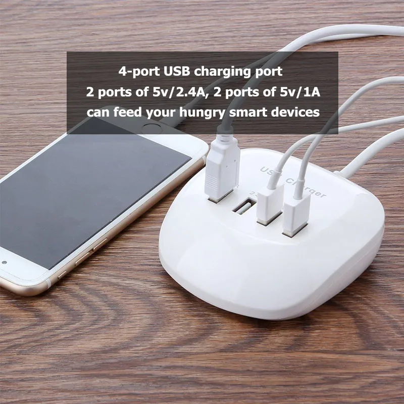 IPUMYNO EU US UK штекер 5 В 2.4A 4 порта USB настенное зарядное устройство адаптер питания 0 9