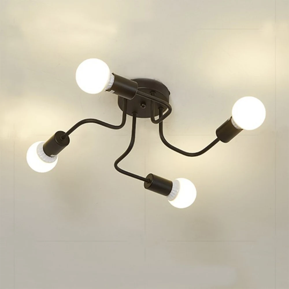 

20W E27 Ceiling Light 4 heads Industrial Loft Nordic Pipe Wrought Iron Lamp for Restaurant Dinning Cafe Bar Room Home Decor