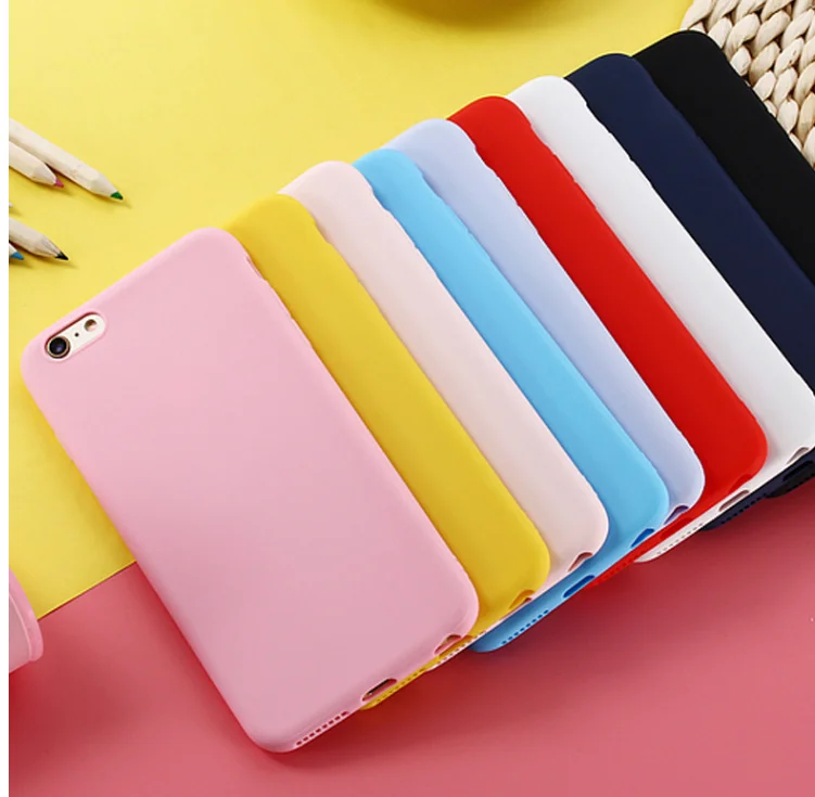 Candy Color phone Case For iphone X 7 8 XS XR XSMAX Black silicone case Cover Pink Red Black Yellow Blue White