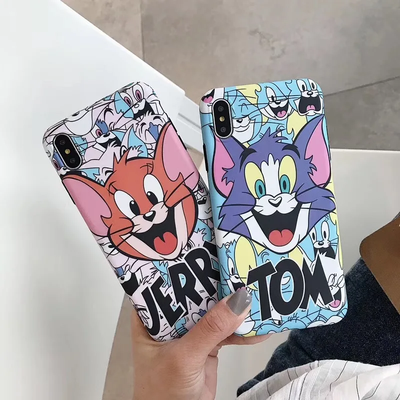 

Funny classic cartoon TOM JERRY mouse cat soft IMD cover for iphone 7 7plus 8 8plus 6 6s 6plus x xs max xr childhood phone case