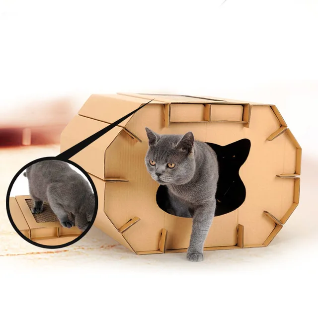 DIY Cat Scratch board house with Catnip Cat bed house Cats ...