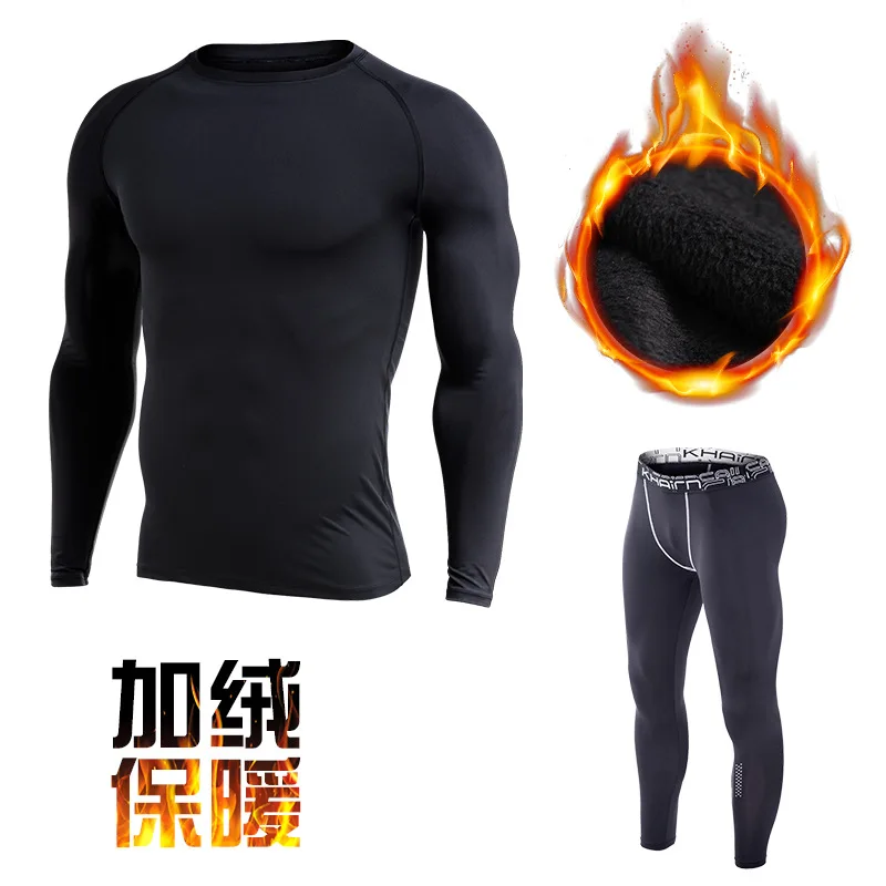 Зимние теплые спортивные костюмы, мужские компрессионные костюмы для бега, дышащая Спортивная одежда для баскетбола, тренажерного зала, теплая одежда для тренировок, фитнеса - Цвет: suits
