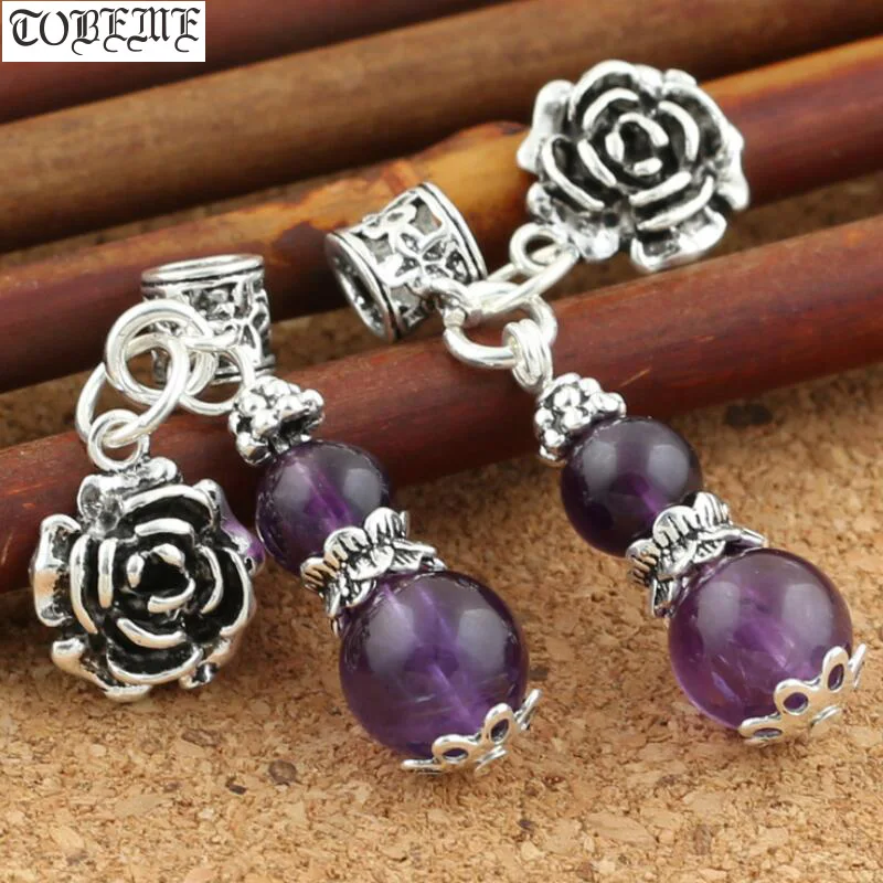 

925 Silver Charm Bohemia Rose Flower Bracelet Charm Beaded Jewelry Charms DIY Bracelet