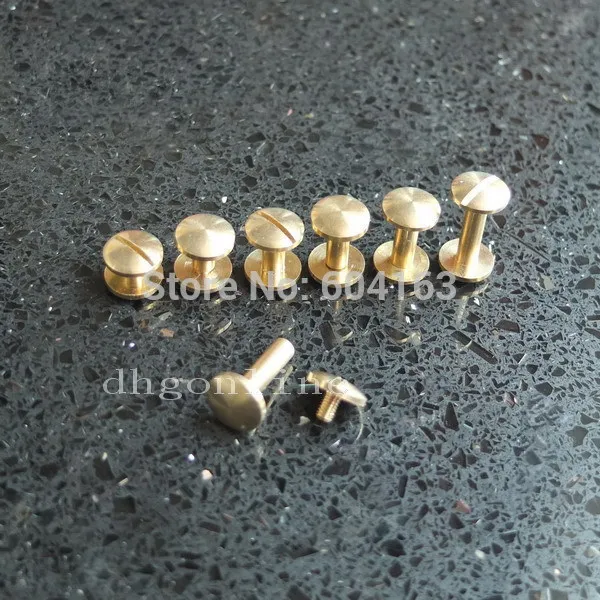 

100 Sets Screwback Head Button 4 6 8 10 12 15 mm Domed Arc Stud Spot For Screw Chicago nail Solid Brass