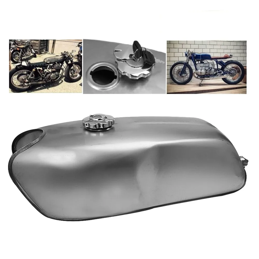 

Motorcycle 9L Gas Fuel Tank Cafe Racer Unpainted Universal Oil Box Raw Bare Fit for BMW Honda Yamaha Suzuki Triumph Choppers
