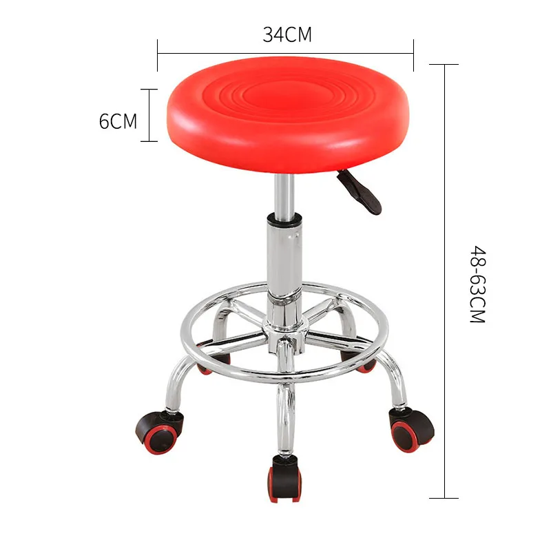 

Time-Limit!!PU bar chair lift beauty chair 360 degree rotation Barber chair with safety pneumatic rod High strength nylon wheel