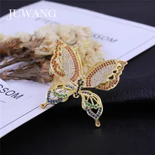 Бренд JUWANG, модные женские броши с бабочками, стразы смешанных цветов хиджаб с кристаллами, булавки и броши