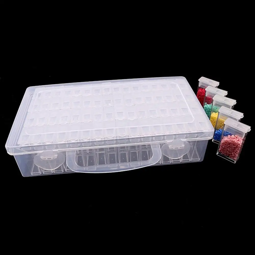 

64 Grids Transparent Nail Art Decoration Small Beads Rhinestones Storage Box