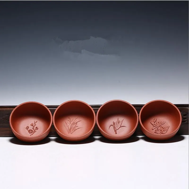 Новые 4 шт./лот zisha чайные чашки фиолетовая глина чашка 50 мл чашка из исинской глины pu er чайные инструменты чашки для чайной церемонии кунг-фу