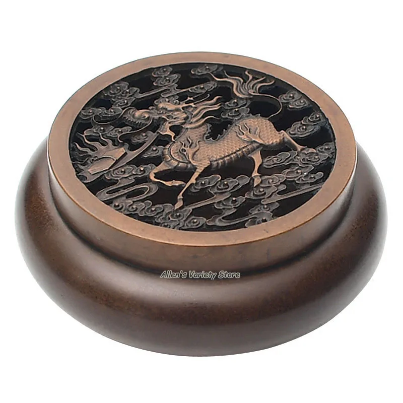 Chinese unicorn Metal Blue Brass Copper Box Coils incense Zinc Alloy