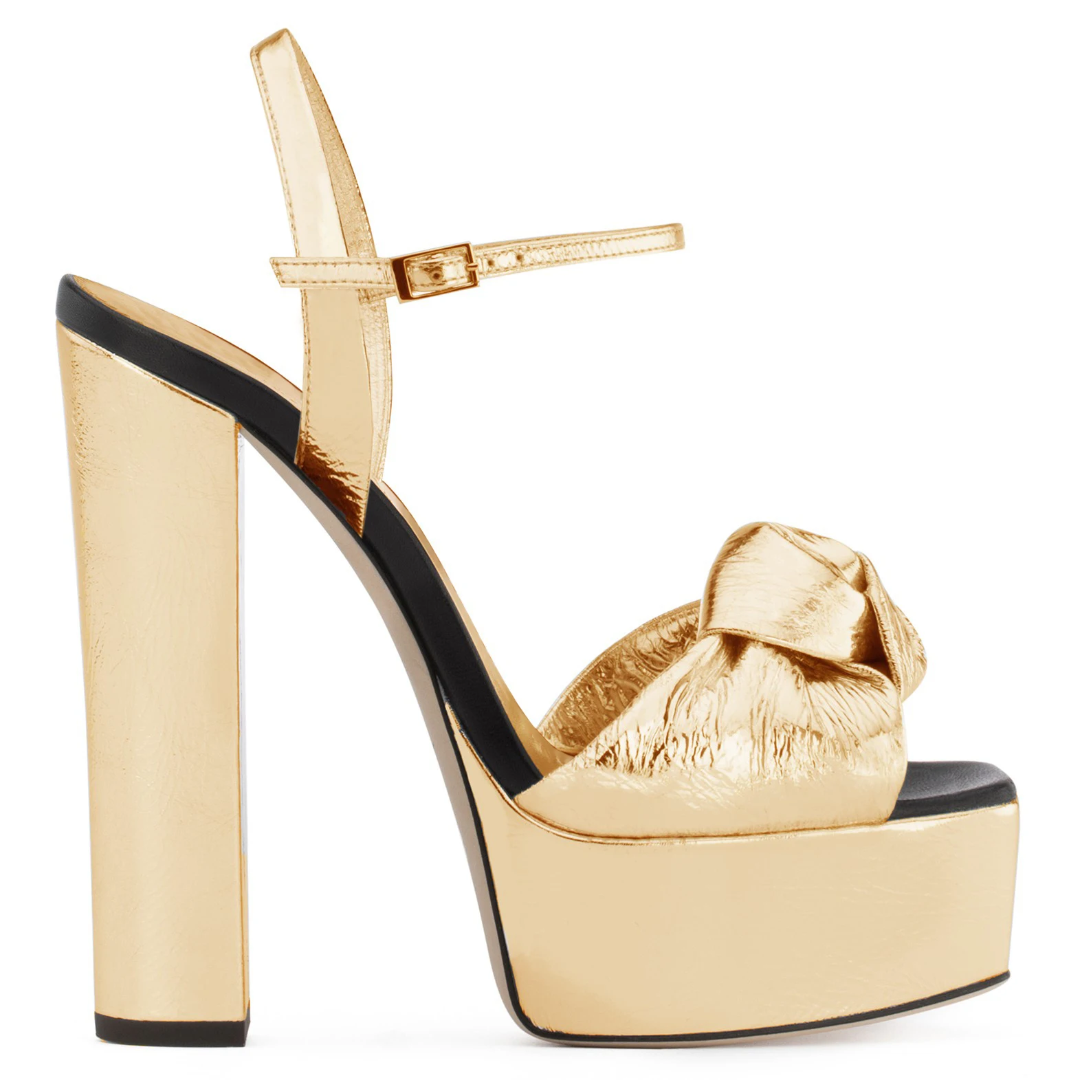 Женские босоножки на высоком каблуке золотистого цвета из лакированной кожи на платформе; Серебристые босоножки на очень высоком каблуке под платье; женские летние туфли на не сужающемся книзу массивном каблуке - Цвет: Gold