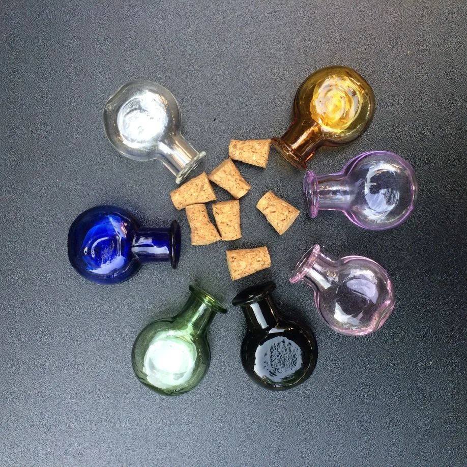 Mini Glass Color Bottles Oblate Round Bottles With Cork Little Bottles Wedding Gift Tiny Jars Vials Mix 7Colors8
