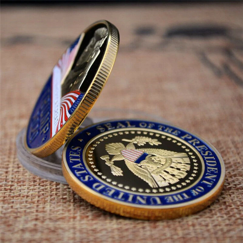 Президент США Дональд Трамп 24k позолоченный Орел памятная монета в году