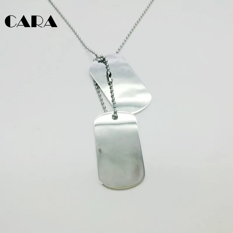 

CARA new arrival 316S tainless steel 2pcs men's hip hop necklace army card Blank dog tag pendant necklace Jewelry men CAGF0131