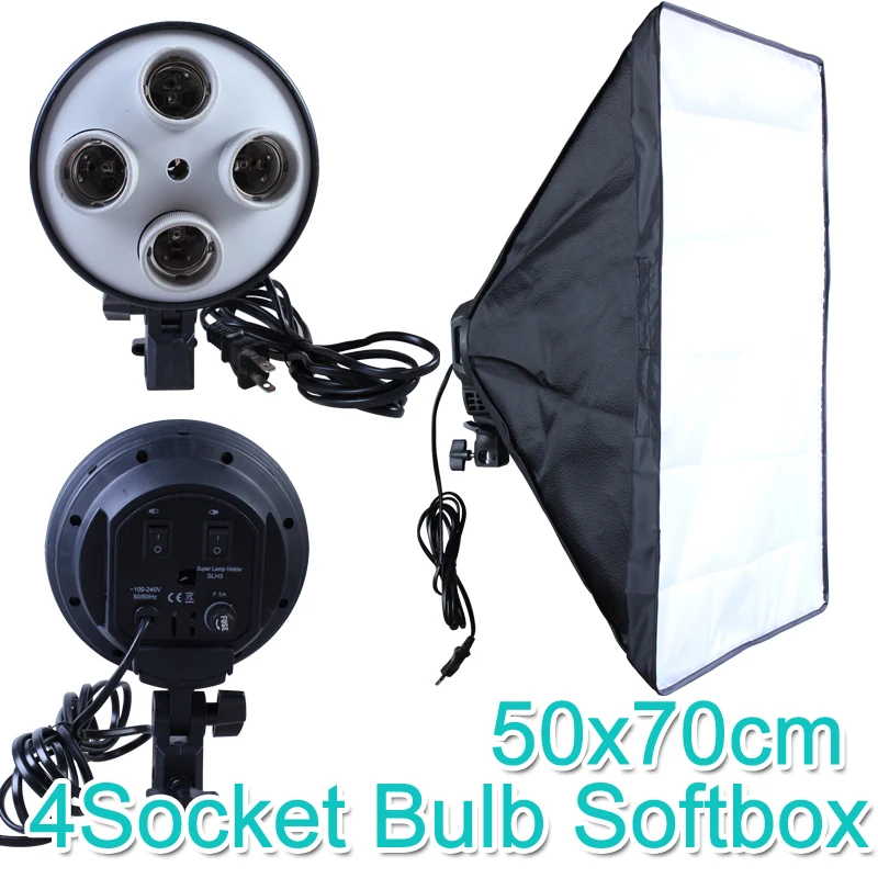 50 70cm Softbox E27 4 Lamp Holder 100 240v Photo studio Soft Box Photography Kit