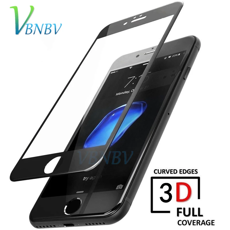 VBNBV 3D закаленное стекло для iPhone 7 8 6 6s Plus 5 5S SE 9H полная Защита экрана для iPhone X XR XS Max Защитная стеклянная пленка