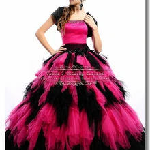 Новое поступление, пышные платья розового и красного цвета с черным многослойным тюлем