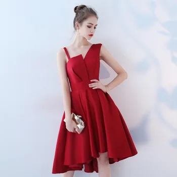 

High Low Red Prom Dresses Knee Length Junior High Graduation Dresses 2019 Custom Modest Prom Dresses Gala Prom Dress Plus Size
