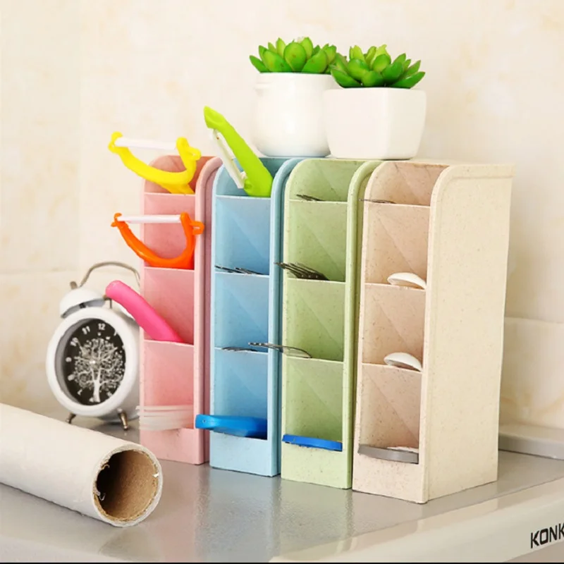 

Nordic Style Multifunctional Creative Vertical Wheat Straw 4 Grids Desktop Storage Box Cosmetic Makeup Holder Drawer Organizer