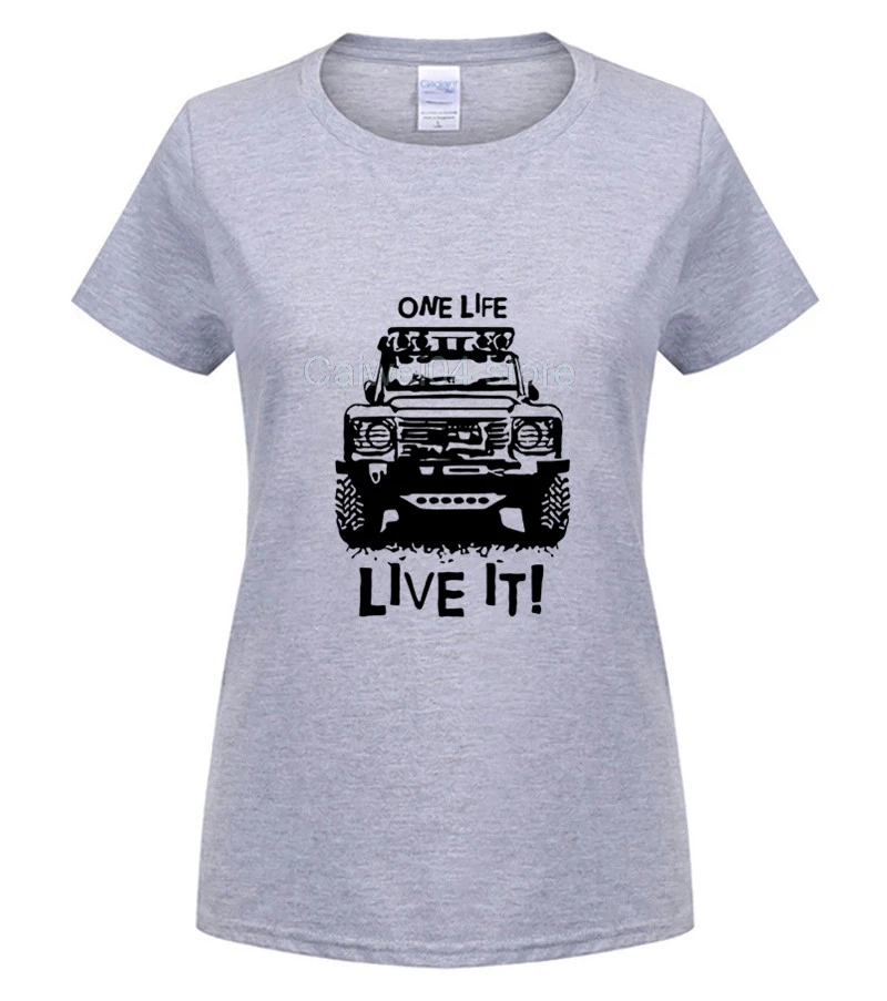 Мужская футболка с короткими рукавами и принтом, 90 110, One Life Live it Off Road - Цвет: women Light grey