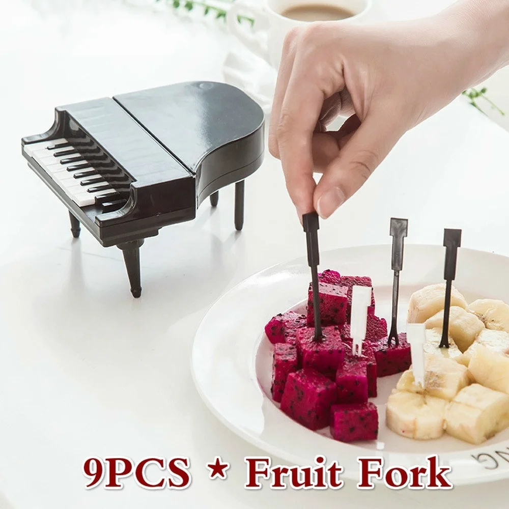 

9PCS * Fruit Fork Fruit Fork Set Durable White/Black Piano Shape Gadget Tools Accessories