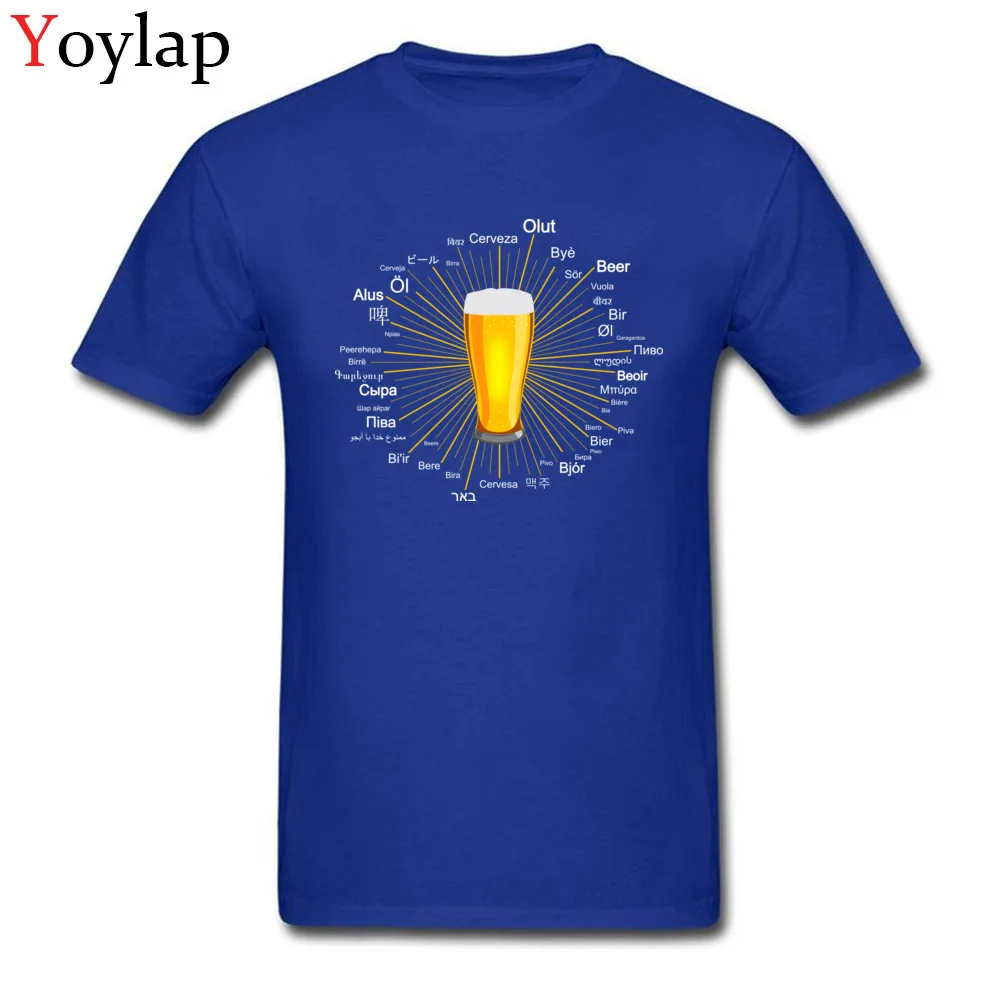 New Arrival Classic Tops T Shirt Beer in 45 different languages Summer Fall 100% Cotton Round Collar Boy T Shirt Classic Sweatshirts blue