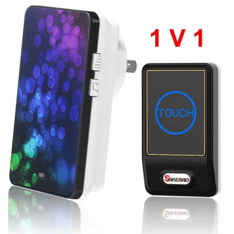 

Saful Touch Wireless Doorbell 36 Ringtones for optional Long Distance with 1 receiver +1 transmission EU/US/AU/UK