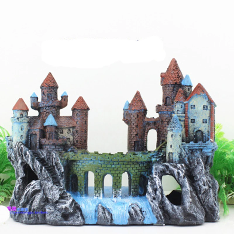 Beautiful Aquarium Decoration Ornament Ancient Castle Resin Background For Fish Tank Aquarium Accessories Live Fish Hide House14