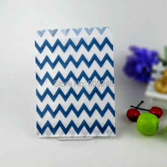 

100pcs Mixed Colors Paper Party Candy Treat Bags Navy Thin Chevron in Bulk,Candy Buffet Cookie Gift Food Packaging