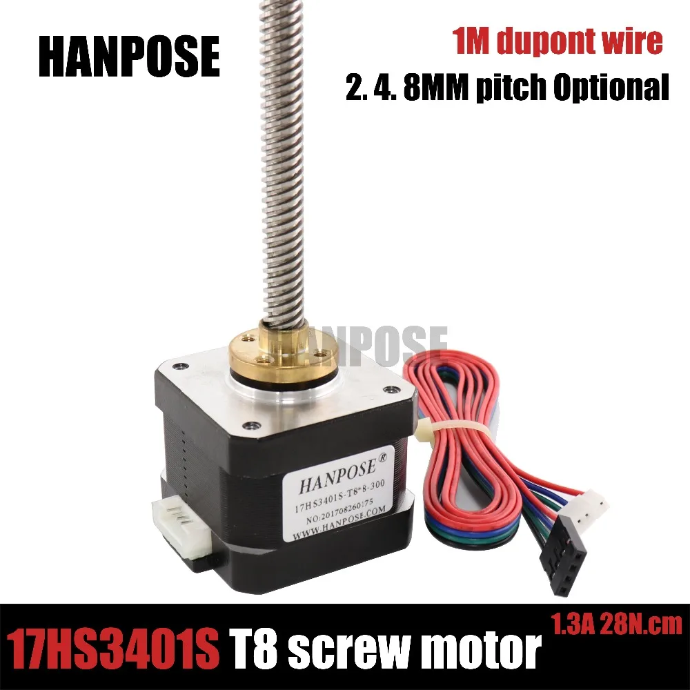 Srew para Vários Acessórios do Instrumento Linear da Haste de Parafuso de Nema17 t8 com Cabo Z-motor Trapezoidal 17hs3401s 310mm