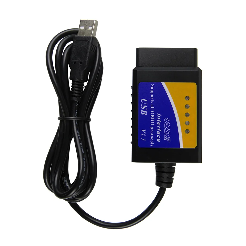 ELM327 USB V1.5 OBD2 автоматический диагностический сканер ELM 327 USB интерфейсный адаптер поддерживает все OBD-II протоколы автомобильный диагностический инструмент