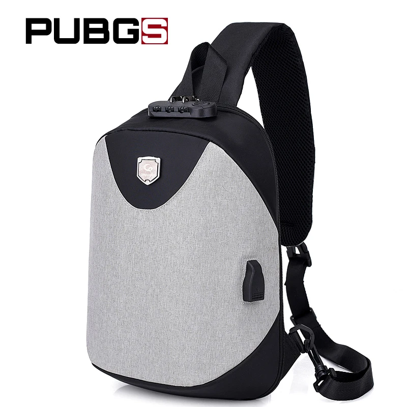 Men's Chest Pack USB Charging Port Headphone Hole Music Bag Shoulder