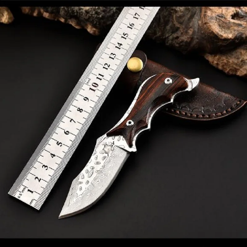 

Damascus steel outdoor tactical straight knife boutique collection knife high hardness self-defense straight knife
