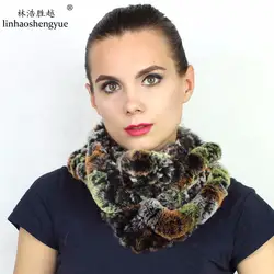 Linhaoshengyue 2017 Новый Рекс кроличий мех женские шарф модные теплые с натуральным мехом Бесплатная доставка