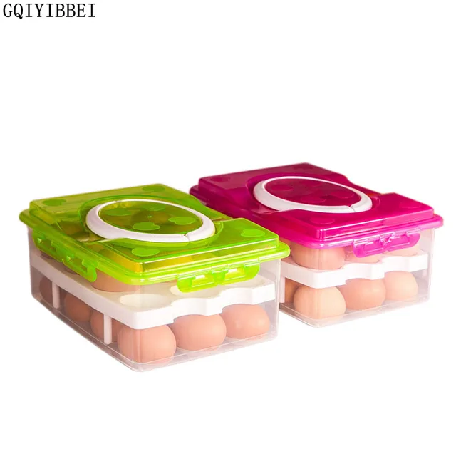 GQIYIBBEI 24 Grid Egg Box Food Container Organizer Convenient Storage Boxs Double Layer Multifunctional Crisper Kitchen Products