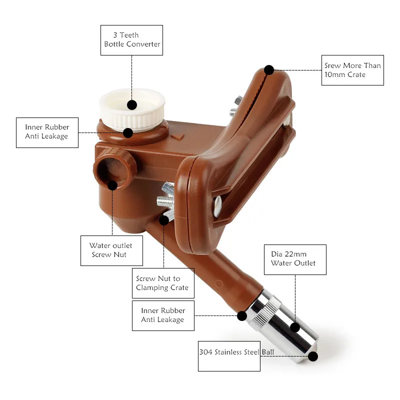 Automatic Pet Large Dog Water Fountain Feeder Clamping Type with Bottle Converter Water Drinking Dispenser Device (5)