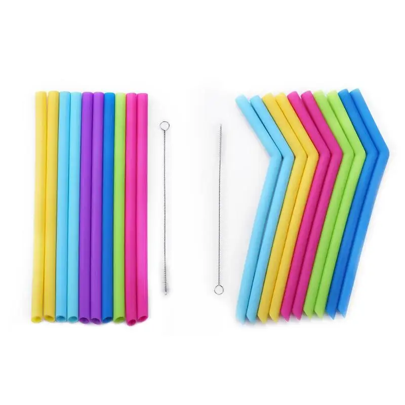 

Reusable Food Grade Children Silicone Straw Kids Beverage Straw Brush Set